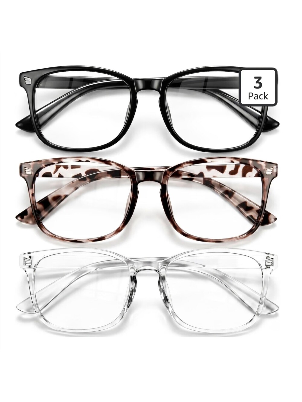 NEW 3 Pack of Fashion Blue Light Blocking Eyeglasses